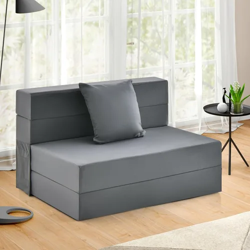 Miniatura 2 de Giantex Sofá cama plegable de 6 pulgadas con almohada, colchón de triple pliegue con espuma de alta densidad, sofá plegable con reposacabezas, cama