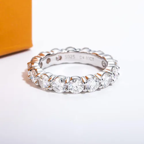 Miniatura 2 de AimiIee Moissanite Eternity Rings 1cttw D Color VVS1 Clarity Round Brilliant Cut Moissanite Diamond S925 Sterling Silver Stackable Wedding