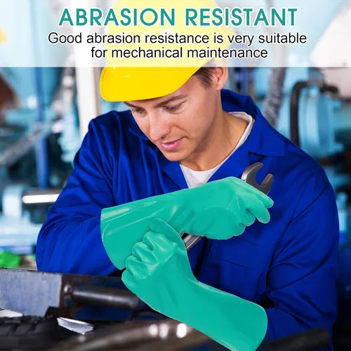 Miniatura 4 de Potchen 20 pares de guantes resistentes a productos químicos, guantes de nitrilo gruesos de servicio pesado a granel para limpieza, resisten ácido