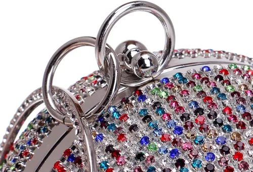 Miniatura 6 de Bolso de mano con forma de bola, bolso de fiesta, bolso de noche con mango de anillo de diamantes