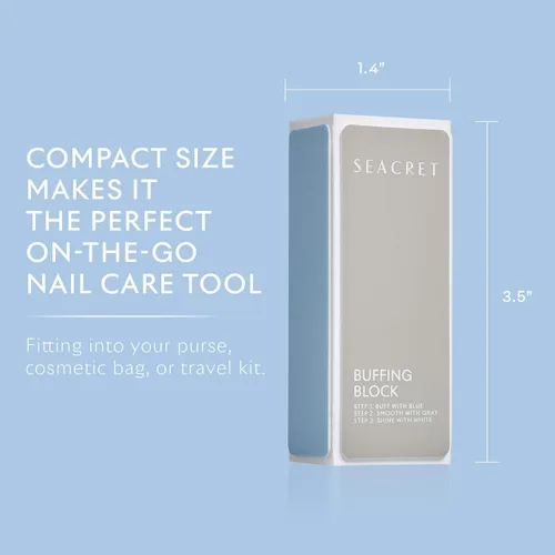 Miniatura 6 de SEACRET Minerals - Bloque profesional para pulir uñas, bloque de pulido de 3 maneras, el secreto para uñas brillantes, manicura y pedicura, paquete