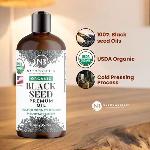 Miniatura 7 de NaturoBliss Aceite orgánico de semillas negras 100 virgen prensado en frío Omega 3 6 9 súper antioxidante para apoyo inmunológico, articulaciones