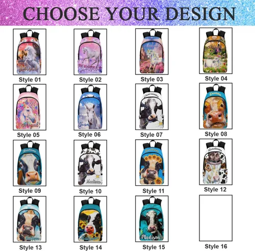 Miniatura 147 de Texto personalizado Elefante desgaste gafas mochila mochila mochila casual Daypack bolsa para mamá niñas, color86-4, Mochilas Daypack