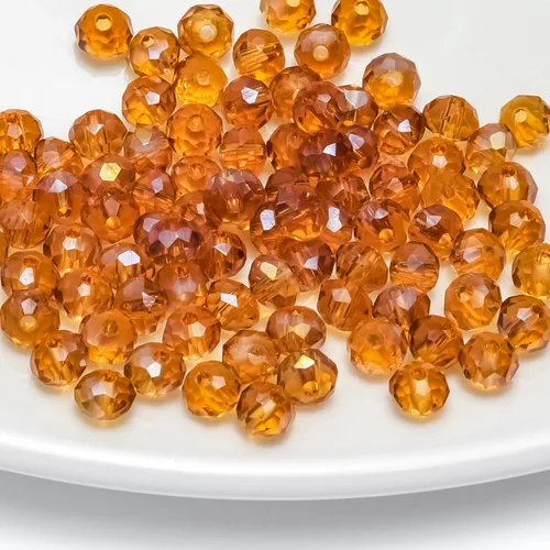 Miniatura 30 de 786 cuentas de cristal de 4 tamaños, cuentas de cristal Rondelle facetadas, cuentas de cristal Briolette, cuentas espaciadoras para pulseras, Ámbar