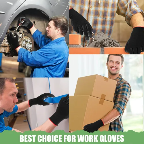 Miniatura 6 de Xtinmee 100 pares de guantes de seguridad de trabajo a granel con revestimiento de poliuretano sin costuras para hombres, mecánicos, carpintería