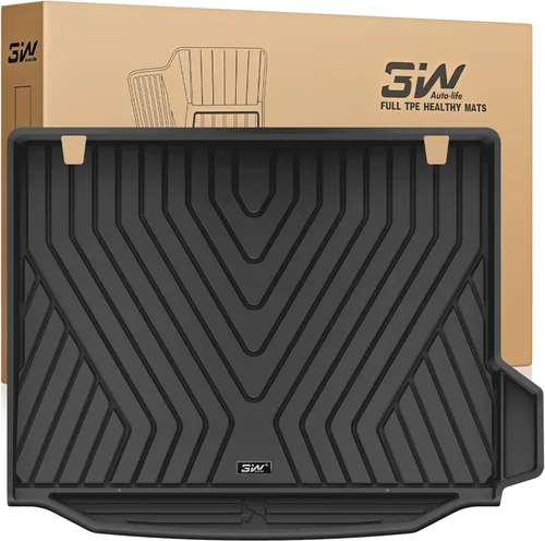 Miniatura 12 de 3W - Alfombrillas de piso para automóvil, para todo tipo de clima, de elastómero termoplástico (TPE), juego completo para 1ª y 2ª filas, color negro