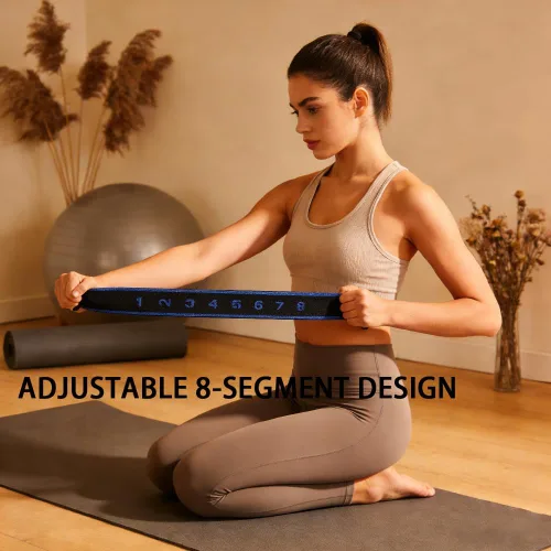 Miniatura 5 de Banda de resistencia de fitness para estiramiento y yoga, banda de resistencia de yoga ajustable de 8 segmentos con asas para brazos, ejercicio