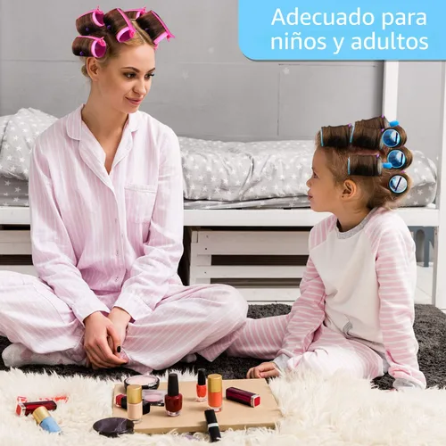 Miniatura 5 de El juego de 141 rodillos para el cabello incluye 60 rodillos de plástico (multicolor, 6 tamaños)