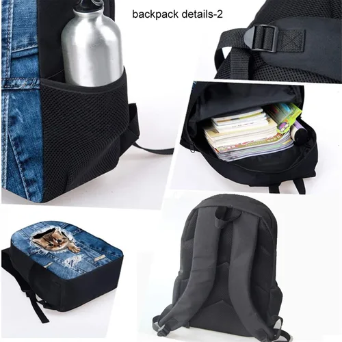Miniatura 105 de HUGS IDEA Juego de 3 bolsas escolares con aislamiento térmico para el almuerzo, estuche para lápices