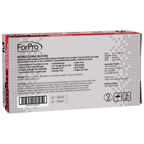 Miniatura 3 de ForPro - Guantes desechables de nitrilo para examen, grado médico, protección adicional de 4 mil, sin polvo, sin látex, no estériles, seguros