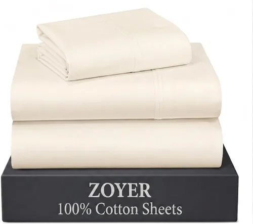 Miniatura 34 de ZOYER Sábanas de percal 100 % algodón tamaño King, refrescantes y transpirables para personas que duermen con calor, ropa de cama crujiente