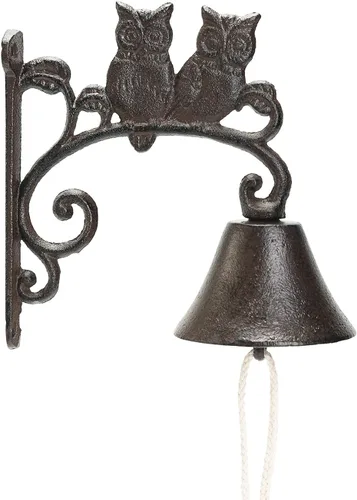 Miniatura 7 de Sungmor Campana de cena de hierro fundido, campana de puerta exterior de granja, campana colgante de pared, antiguo color encantador pájaros