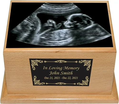 Urna de cremación de bebé de aborto espontáneo, urna de cremación de madera para niños pequeños y niños con grabado personalizado