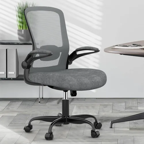 Miniatura 8 de Mimoglad Silla de oficina ergonómica – Silla de escritorio con reposabrazos abatibles y reclinable de 135°, soporte lumbar ajustable – Silla de Gris