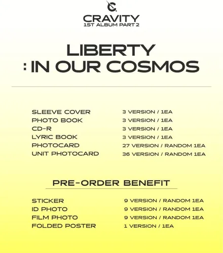 Miniatura 3 de DREAMUS CRAVITY - Liberty: in Our Cosmos [Ver. Liberty] (1er álbum parte 2) álbum+beneficios limitados de pedidos anticipados+CulturaRegalo coreano