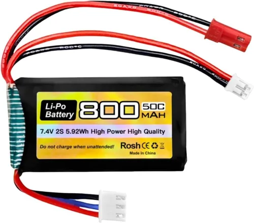 Miniatura 6 de 2 unidades 7.4V LiPo 2S 50C JST y PH2.0 Plug 800mAh Batería para SCX24 RC Car Compatible con la mayoría de las baterías RC 1/10, 1/16, 1/18, 1/24