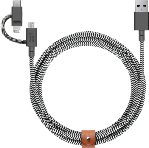 Miniatura 6 de Native Union Cable universal de correa – Cable de carga duradero reforzado ultra fuerte de 6.5 pies [certificado MFi] con adaptador 3 en 1 para Cebra