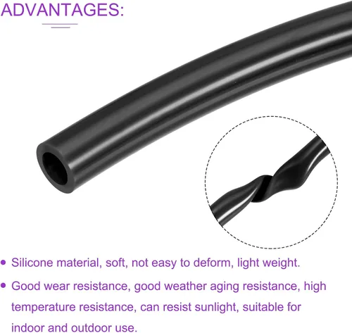 Miniatura 5 de DMiotech Tubo de silicona industrial negro de 1/4 "(6 mm) ID 3/8 "(10 mm) OD 10 pies tubo de silicona industrial negro para bomba de aire de agua