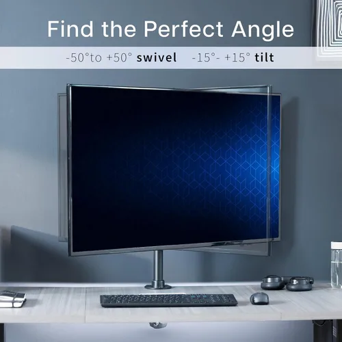 Miniatura 5 de VIVO Soporte de escritorio para TV y monitor de pantalla ultra ancha, altura ajustable y soporte de inclinación para pantallas de hasta 42 pulgadas
