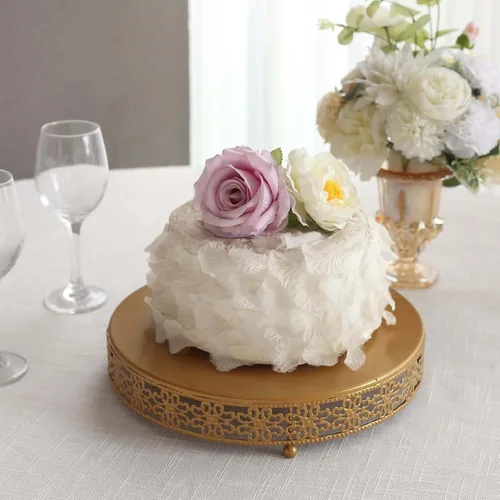 Miniatura 22 de Efavormart - Paquete de 2 elevadores de plástico transparente de 12 pulgadas con borde dorado para cupcakes y postres, soporte desechable para tartas