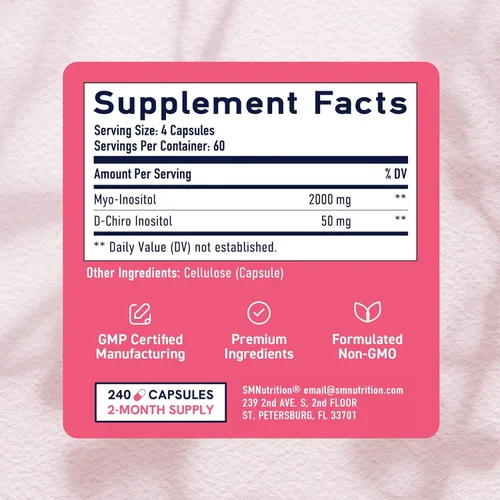 Miniatura 5 de Myo-inositol y D-Chiro Inositol para el equilibrio hormonal para mujeres Proporción ideal de 40:1 Suplemento de apoyo para el ciclo menstrual