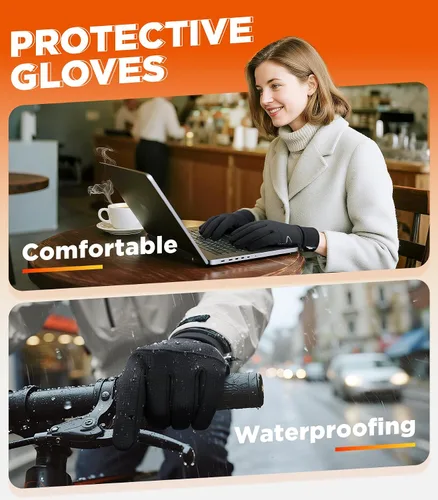 Miniatura 7 de Benirap Guantes de invierno para hombres y mujeres, guantes de invierno cálidos para pantalla táctil, resistentes al viento, antideslizantes