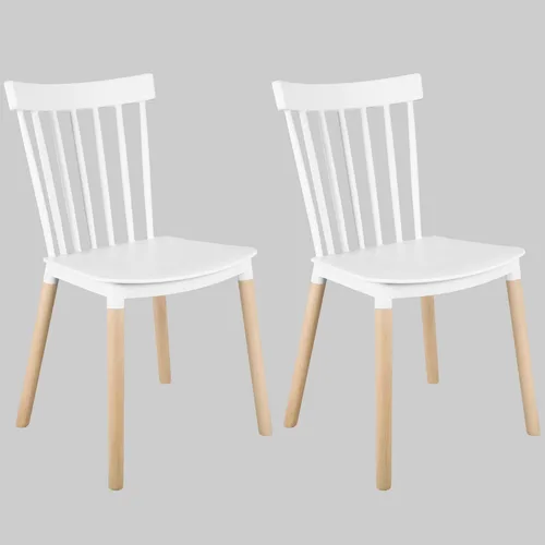 Miniatura 10 de DSW - Sillas de comedor de plástico modernas sin brazos con patas de madera para estar, dormitorio, cocina, comedor, sala de espera, restaurantes