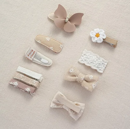 Miniatura 7 de 13 piezas de pinzas para el cabello para niñas con lazos mariposa y flores, pinzas de cocodrilo forradas de 2 pulgadas y pasadores, accesorios