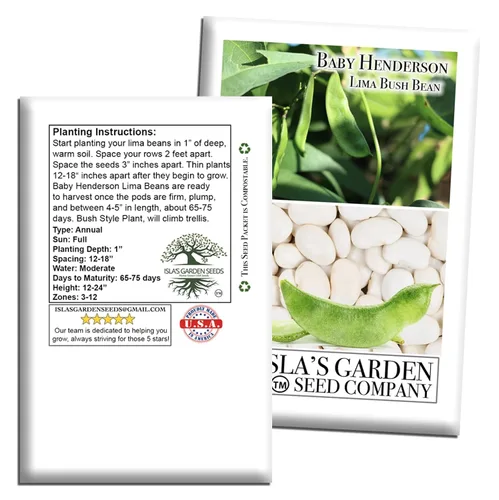 Miniatura 7 de Baby Henderson - Semillas de frijol Lima para plantar, más de 30 semillas tradicionales por paquete, semillas de jardín de Isla