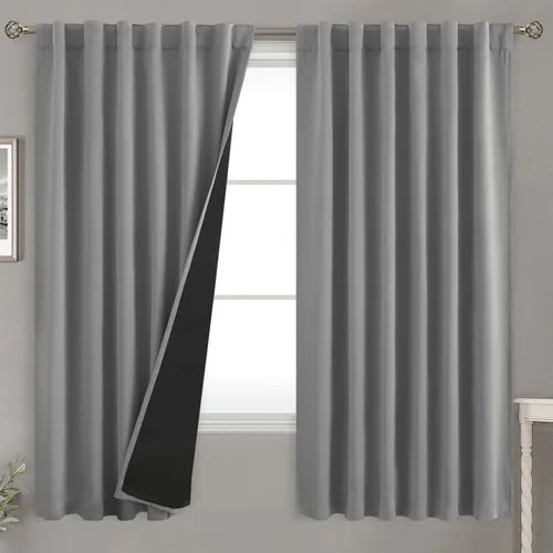 Miniatura 131 de BGment Cortinas 100% opacas beige de 63 pulgadas de largo con forro aislante térmico, bolsillo para varilla y lengüeta trasera de doble capa