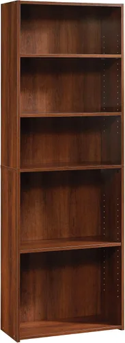 Sauder Beginnings Estantería de 5 Estantes, Librero con Estantes de Almacenamiento Ajustables, en Brook Cherry