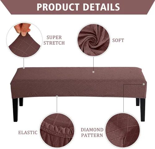 Miniatura 2 de Balana Fundas de banco de comedor jacquard, funda tapizada de elastano elástica, antipolvo, extraíble, lavable, protector de asiento para sala