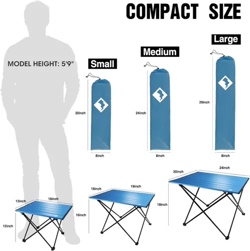 Miniatura 3 de VILLEY - Mesa auxiliar de aluminio portátil, ultraligera y plegable con bolsa de transporte, para acampar, cocinar al aire libre, picnic