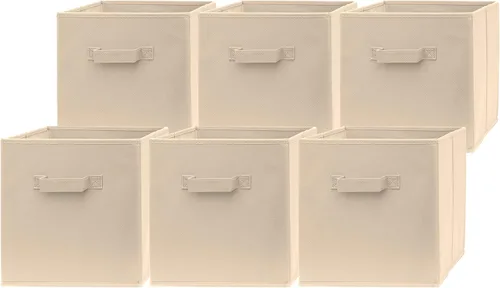 Miniatura 12 de Contenedores de almacenamiento de cubo de 13 pulgadas, paquete de 2 unidades, grandes, con asas dobles, plegables, contenedores de tela de 13 x 13