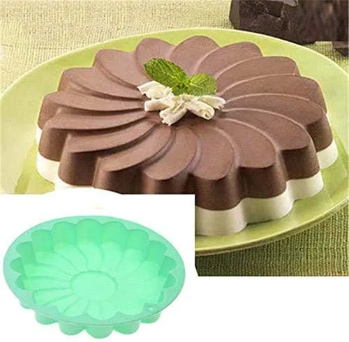 EORTA Molde de silicona grande para tartas de 9.1 in/9 pulgadas de color aleatorio en forma de flor, molde redondo antiadherente para hornear