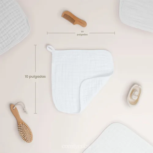 Miniatura 3 de Comfy Cubs - Toallitas de muselina para bebé, paquete de 10 paños suaves de algodón de 6 capas, para piel sensible, 10 x 10 pulgadas, tamaño grande