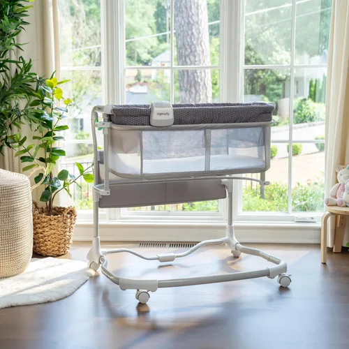 Miniatura 7 de Ingenuity Snooze & Stow - Moisés portátil para bebé, fácil de plegar con sonido, luz, vibración, laterales de malla, estante de almacenamiento