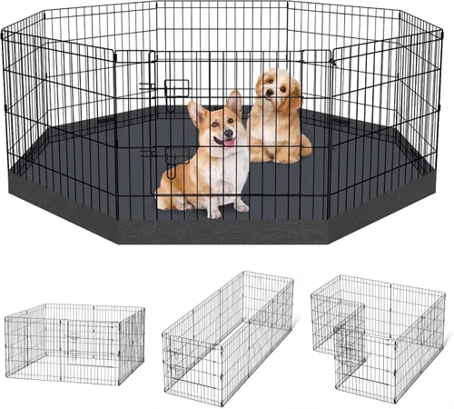 Artmalle Corralito para cachorros, 8 paneles de 24 pulgadas, para interiores y exteriores, de metal, portátil, plegable, para mascotas, animales,