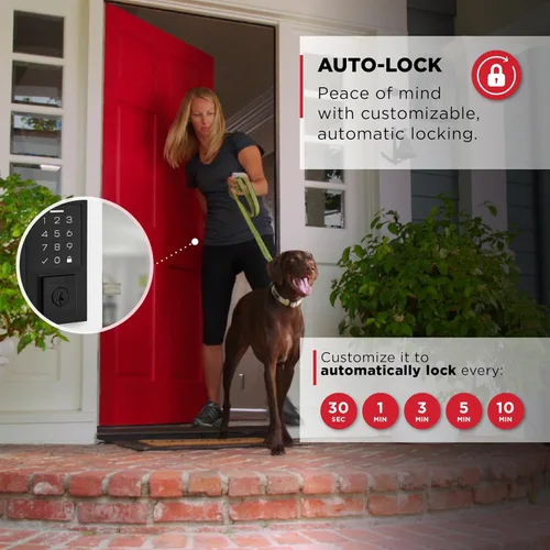 Miniatura 5 de Kwikset SmartCode 270 - Cerradura de puerta con teclado táctil electrónico sin llave con auto-bloqueo, códigos de usuario personalizados, seguridad