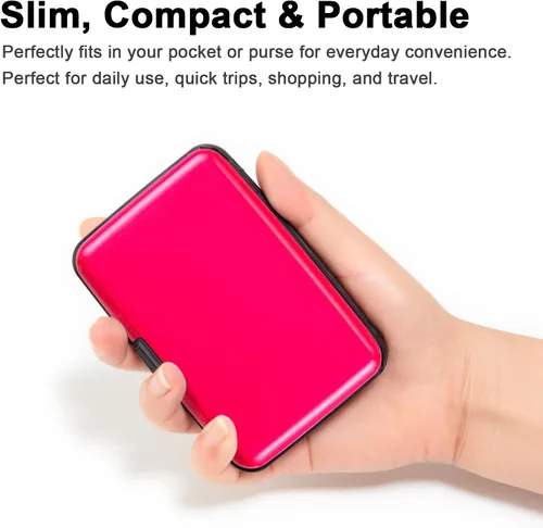 Miniatura 19 de Soporte para tarjetas de crédito, cartera metálica con bloqueo RFID para tarjetas de identificación para mujeres y hombres, funda rígida de aluminio