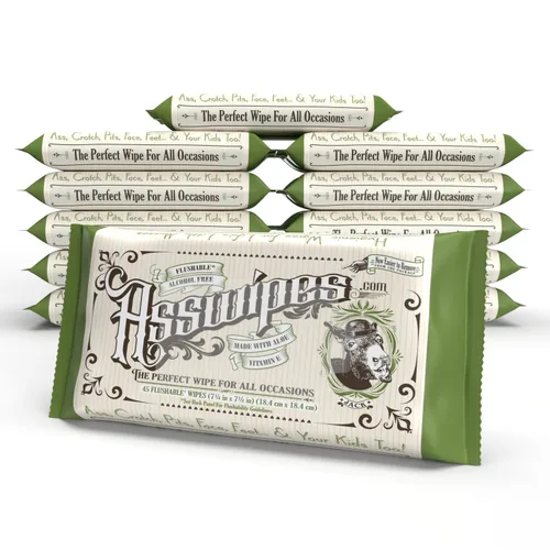 Miniatura 10 de Asswipes Toallitas desechables para adultos (paquete de 2, 90 toallitas) Toallitas de limpieza personal para el cuerpo, baño y glúteos para hombres