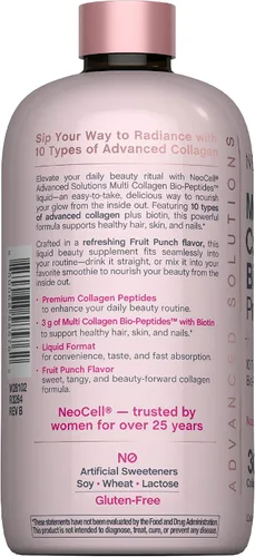 Miniatura 3 de NeoCell Péptidos de Colágeno Múltiple Líquido 16 fl oz con Biotina Fórmula Nutritiva Avanzada 10 Tipos de Bio-Péptidos Cabello, Piel