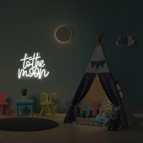 Miniatura 4 de Looklight Letrero de neón de letras a la luna con luces LED, luces de neón blancas para decoración de pared, luz de conectividad, luna iluminada