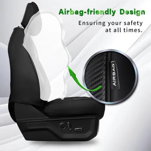 Miniatura 6 de CoverCenter® Fundas de asiento para Ford F150 2025 2024 2023 2022 2021 2020 2019 2018-2015, Juego completo de fundas de asiento de fibra de carbono