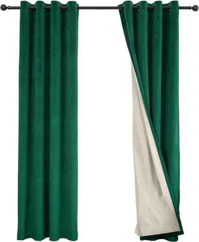 Miniatura 13 de Cortinas 100% opacas de terciopelo con forro de 63 pulgadas de largo, 2 paneles para sala de estar, aislamiento térmico, ahorro de energía