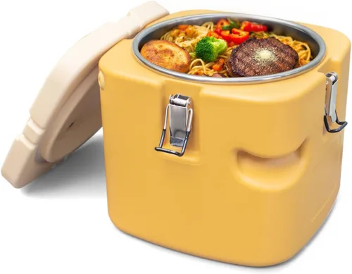 Miniatura 2 de Contenedor de sopa aislado de 2.5 galones, caja caliente comercial, enfriador de alimentos con 4 hebillas, asas, portador de sopa para restaurante