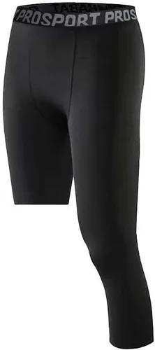 Miniatura 42 de Pantalones de compresión de 3/4 de una pierna para hombre, mallas de baloncesto atléticas para correr, leggings deportivos de capa base capri