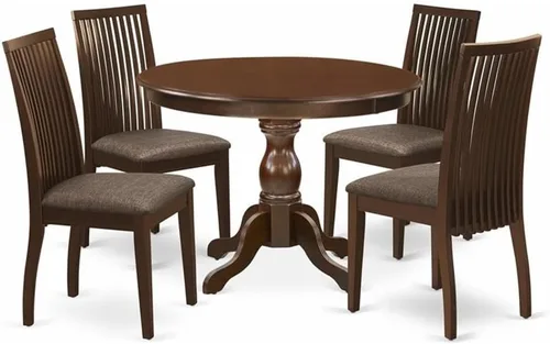 Miniatura 10 de East West Furniture HBIP3-LWH-C Hartland - Juego de comedor de 3 piezas para espacios pequeños, contiene una mesa redonda con pedestal y 2 sillas