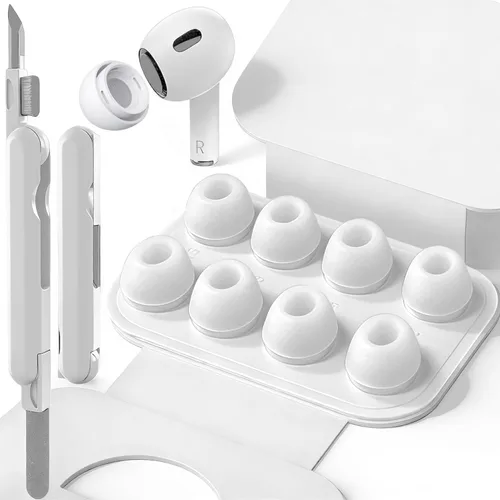 Miniatura 8 de SIXFU 4 tamaños de repuesto de puntas de oreja compatibles con AirPod Pro y AirPods Pro 2 con caja de almacenamiento portátil y kit de limpieza