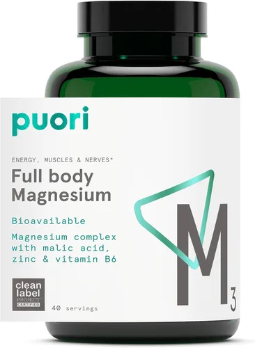Miniatura 9 de Puori Suplemento complejo de magnesio – Taurinato de magnesio y gluconato de alta absorción, zinc, vitamina B6 y ácido málico para apoyo al sueño